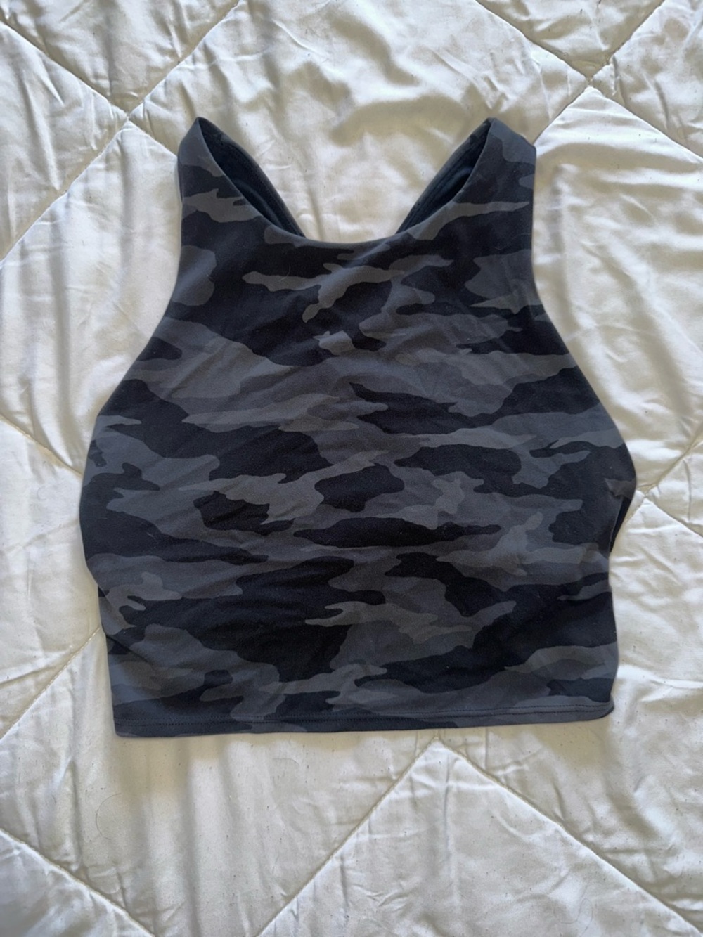 Athleta High Neck Camo Crop Tank Top